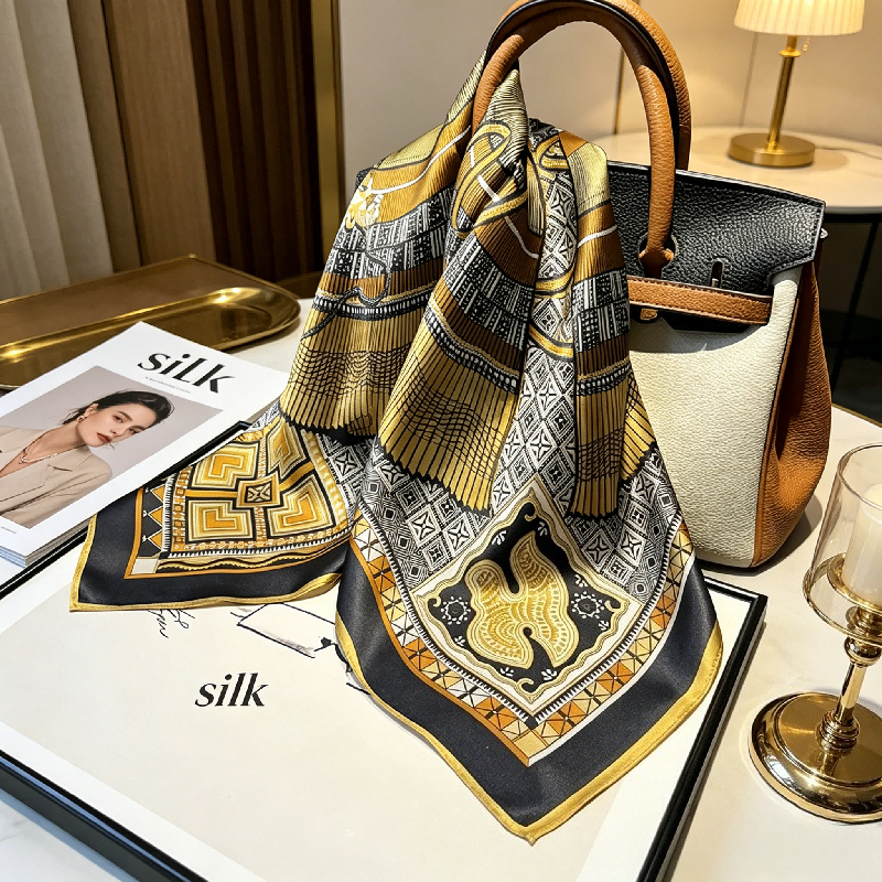 Women Bags Gold - Foulard Quadrato Premium in Seta di