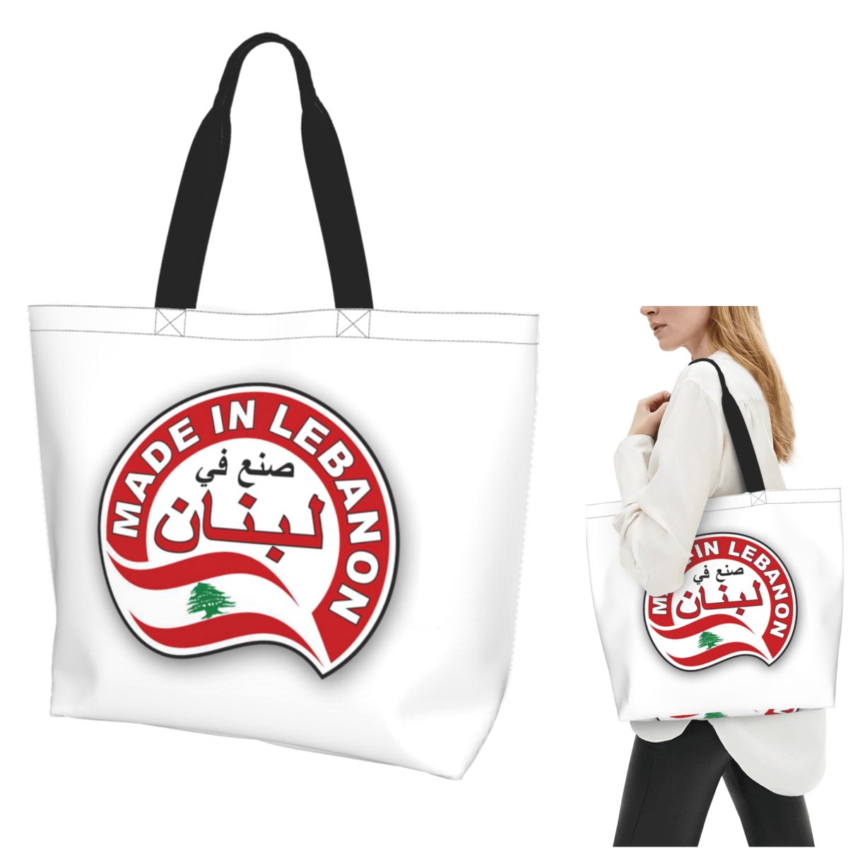 Women Bags Lebanon - Borsa Shopper in Tela con Bandiera