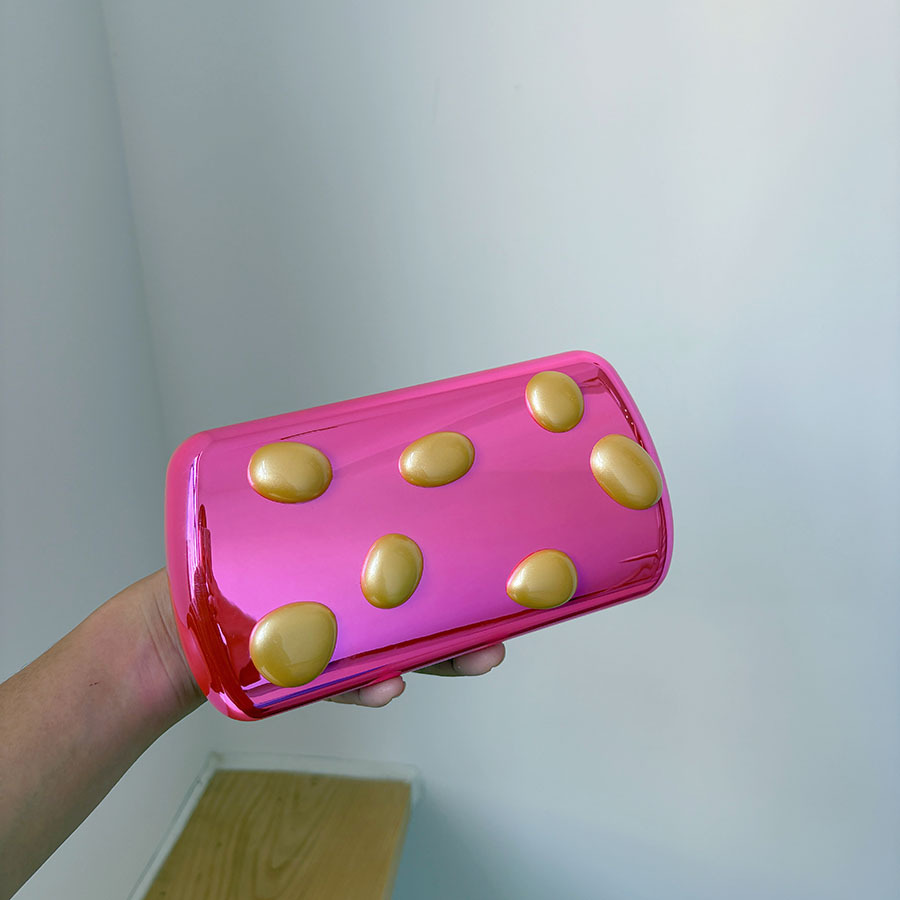 Women Bags Gold - Pochette con chiusura in metallo in