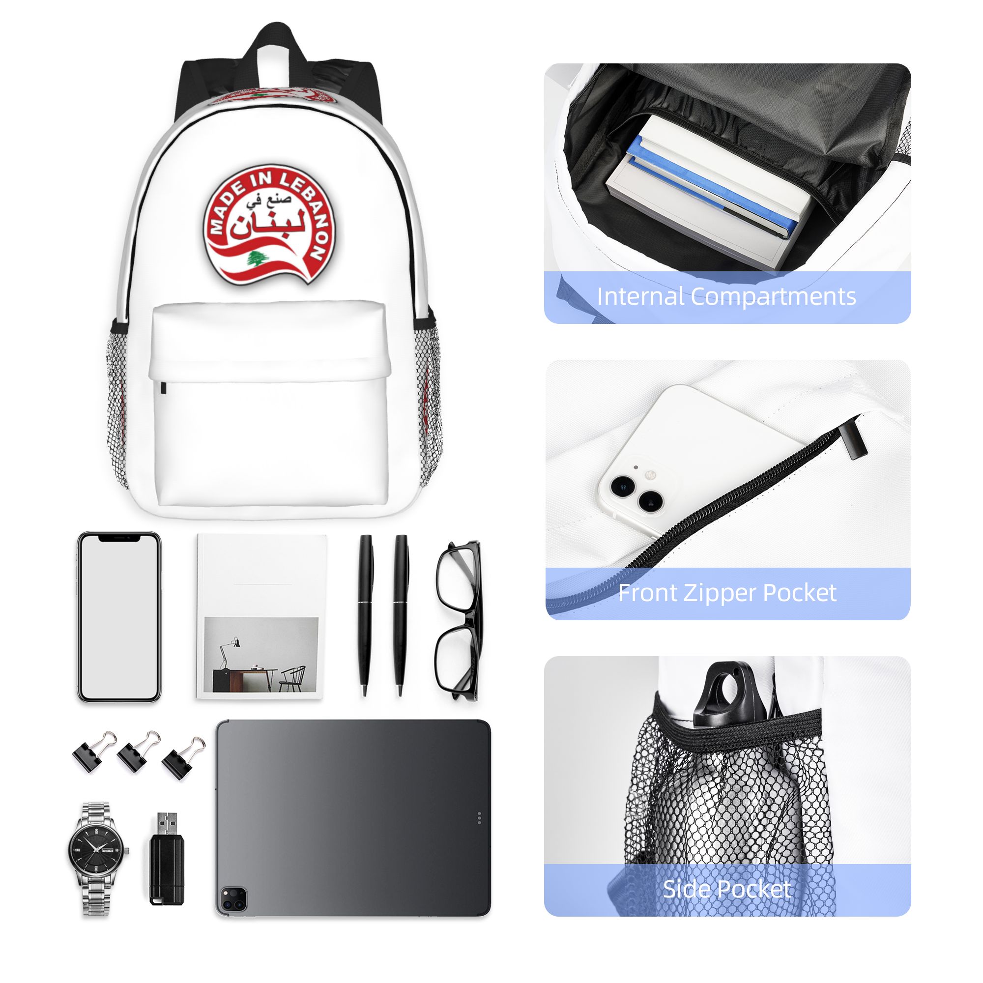 Women Bags Lebanon - Zaino con bandiera del Libano in