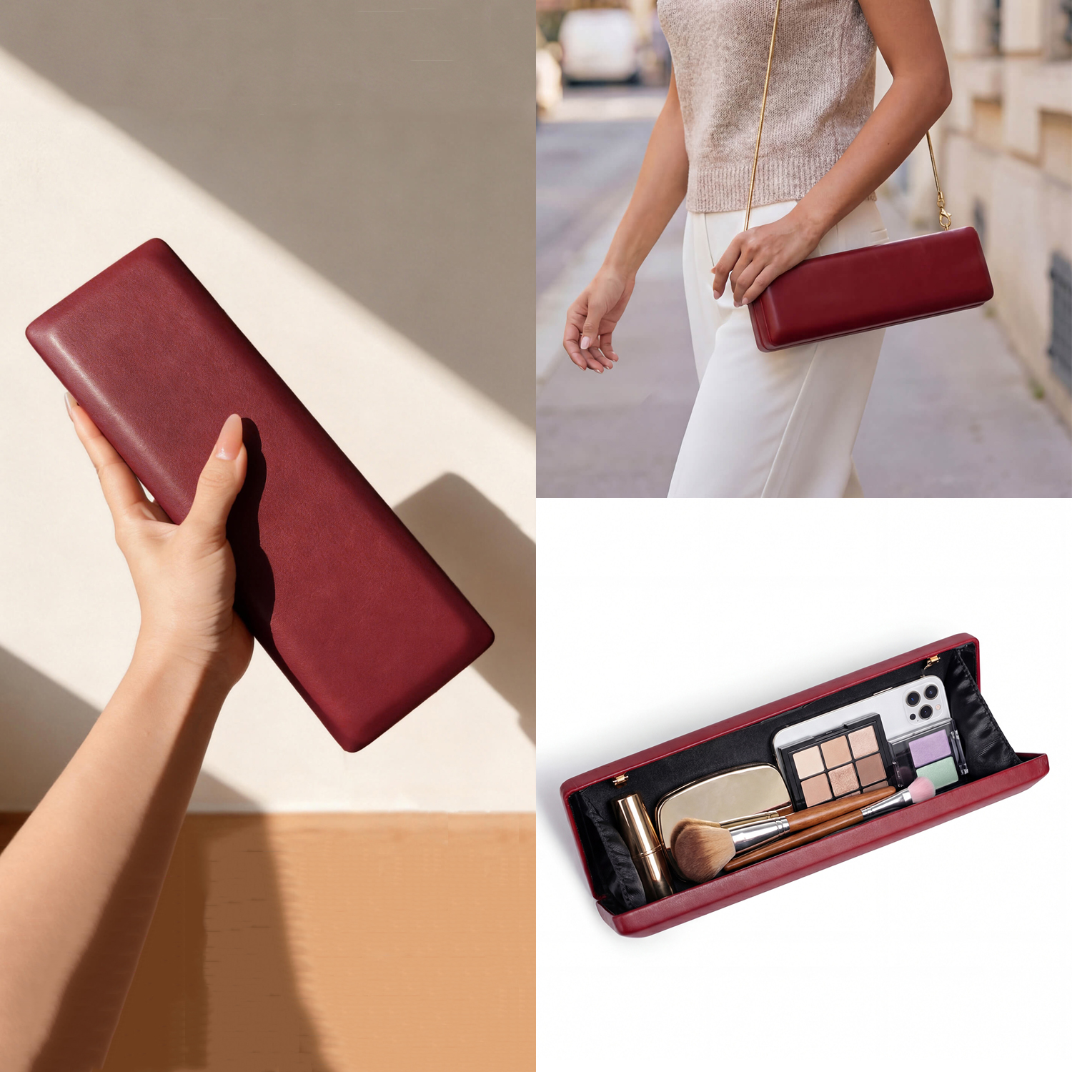 Women Bags Gold - Elegante Borsa da Sera Rossa Minimalista