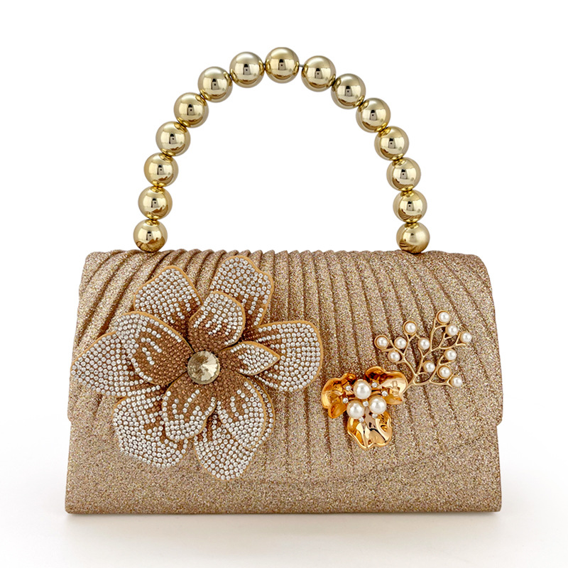 Women Bags Golden - Borsa da sera con fiori di