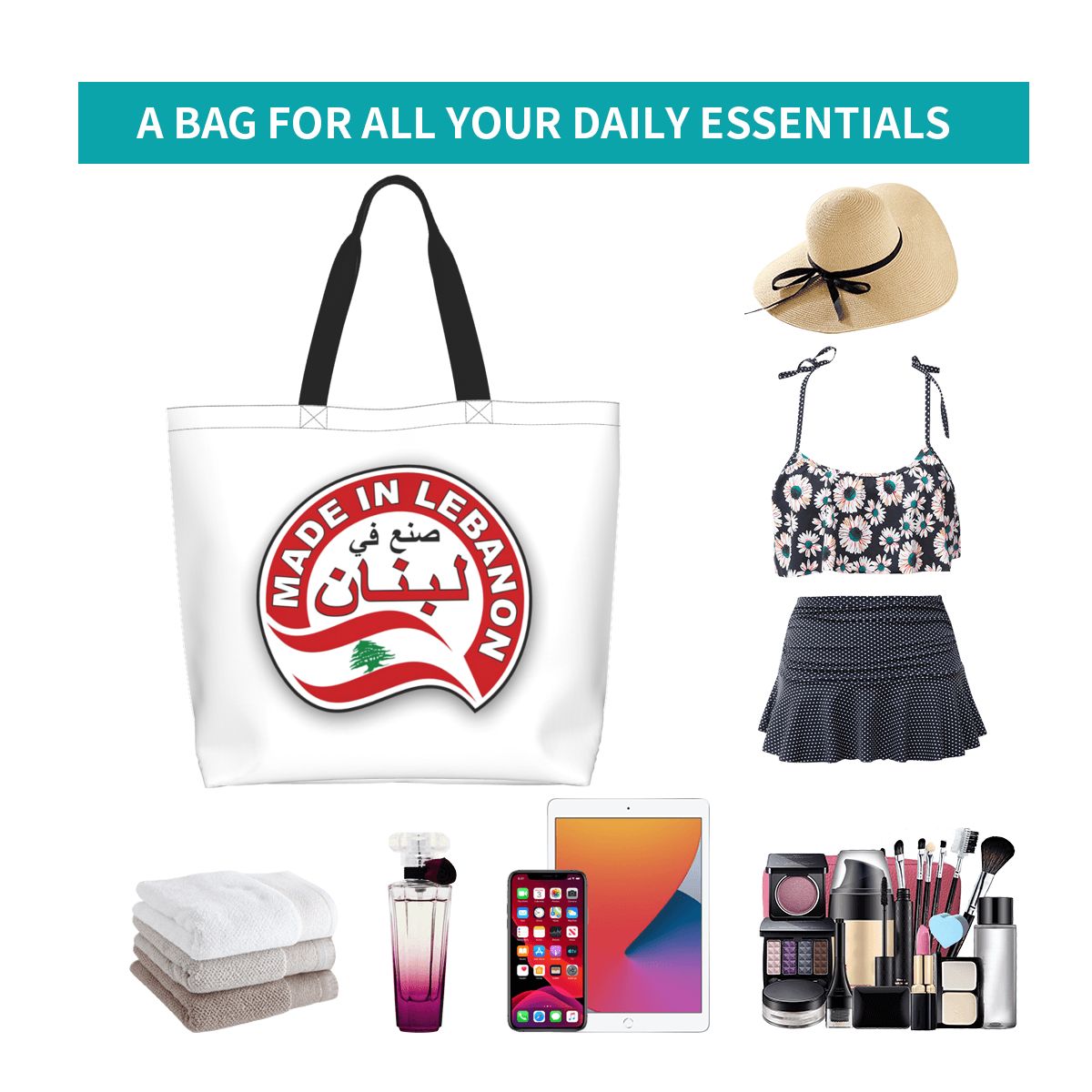 Borsa Shopper in Tela con Band - Women Bags Lebanon recensione e prezzo