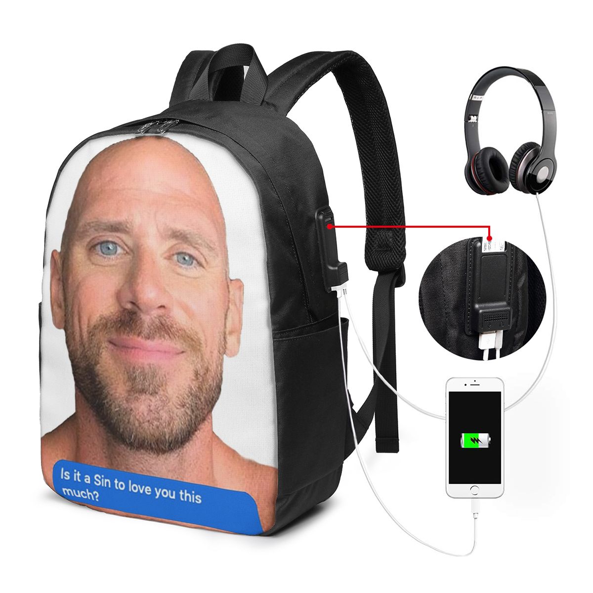 Zaino Johnny Sins Flirty Text  - Women'S Bags Travel recensione e prezzo