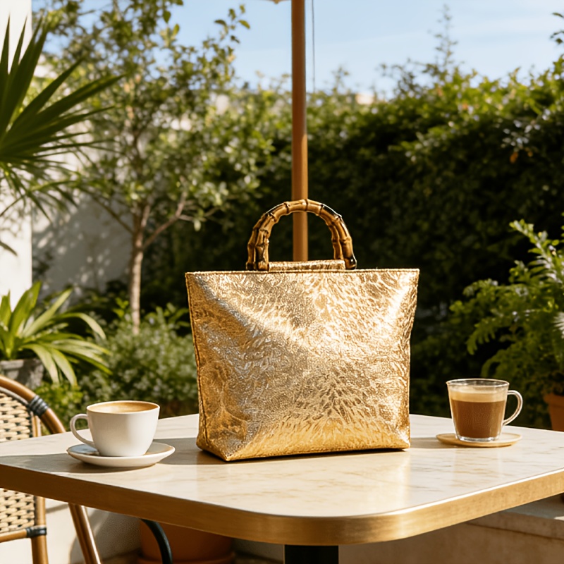Borsa tote da donna in jacquar - Women Bags Gold recensione e prezzo