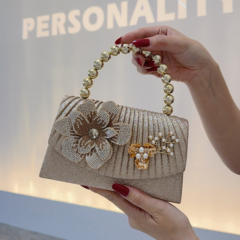 Borsa da sera con fiori di dia - Women Bags Golden recensione e prezzo